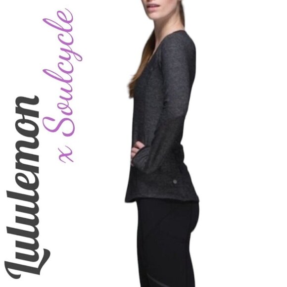 LULULEMON x SOULCYCLE Pace Pusher Long Sleeve SOUL Graphic Stretchy Top Black, 6 - Picture 5 of 8
